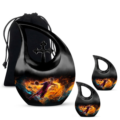 10-inch Football Urn with Cross Drop design for adults,