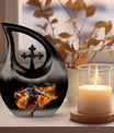 10-Inch Aluminum Football-Themed Cross Drop Urn,+