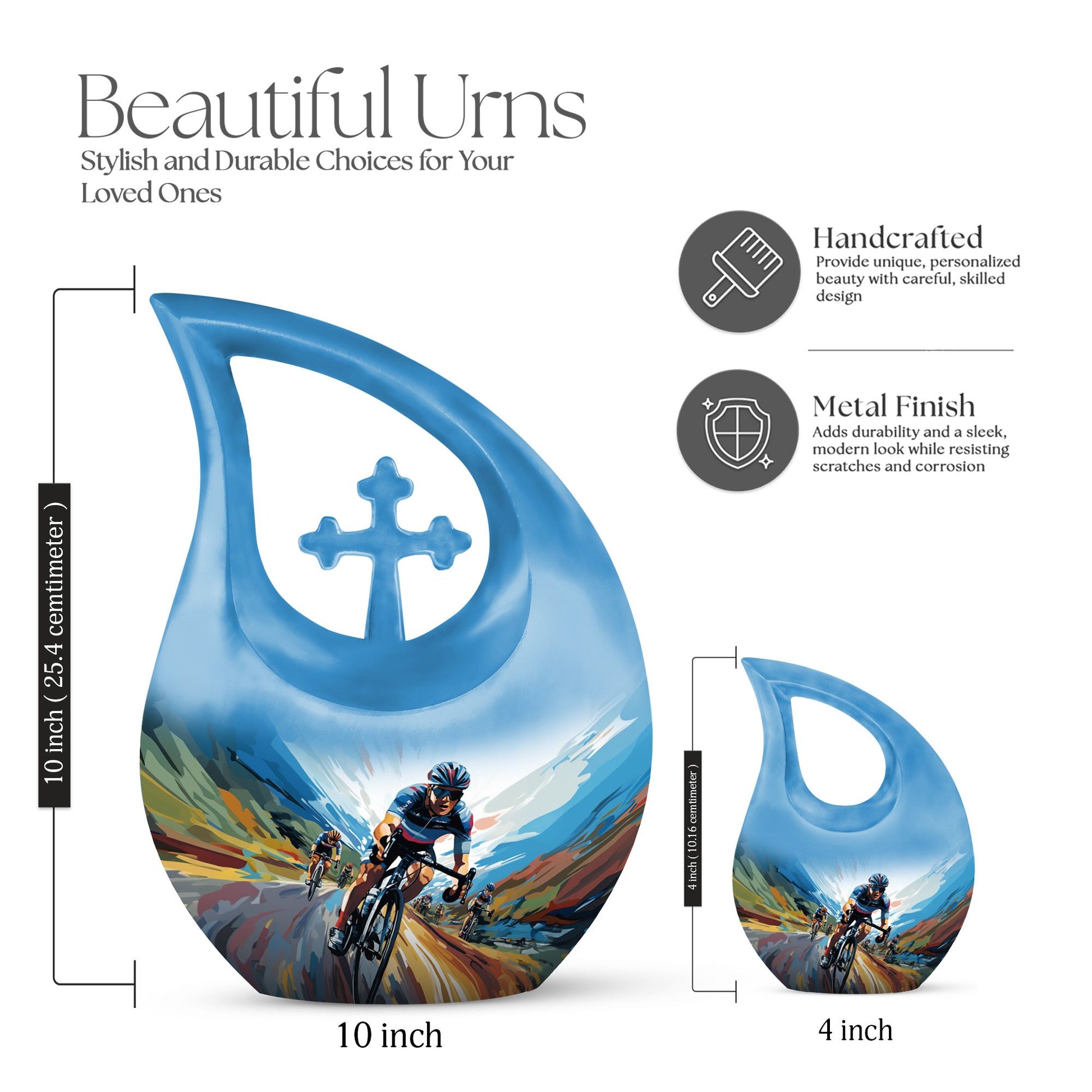 10 inch Cross Drop themed Football Urn 