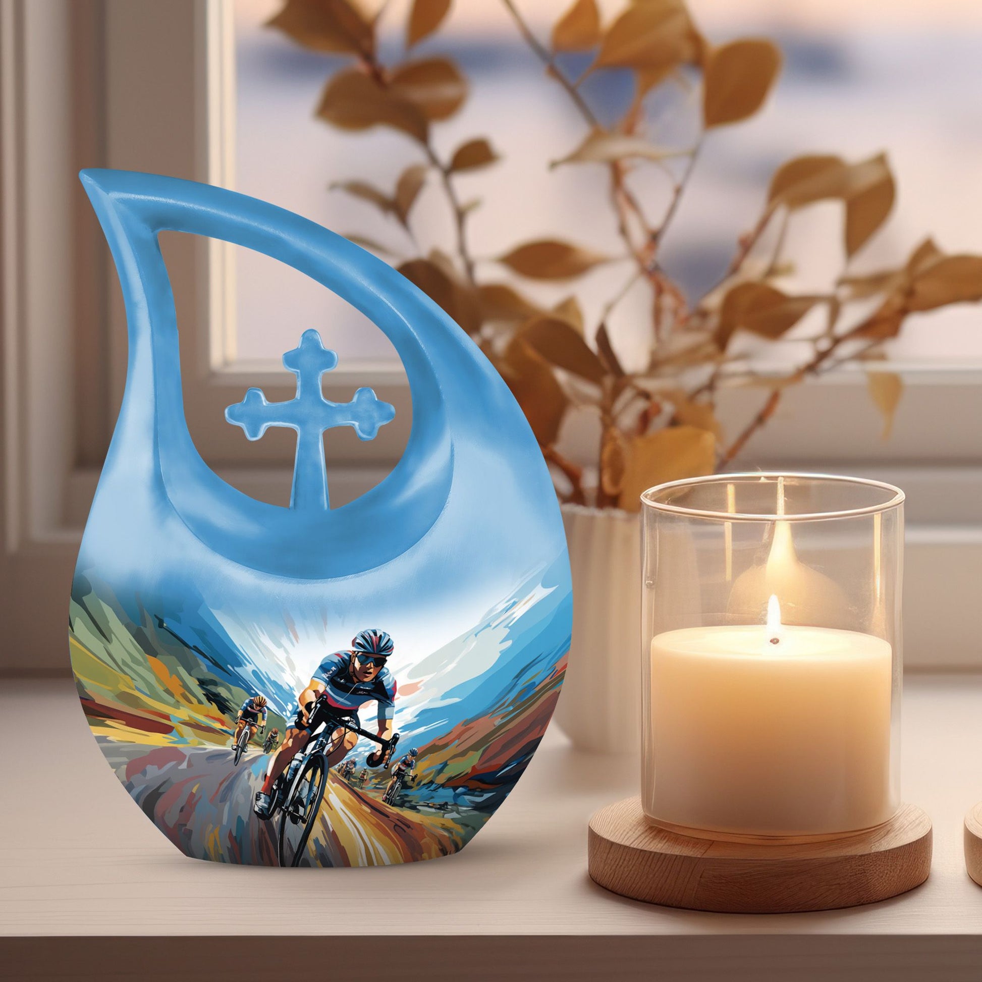 10 inch Cross Drop themed Football Urn 