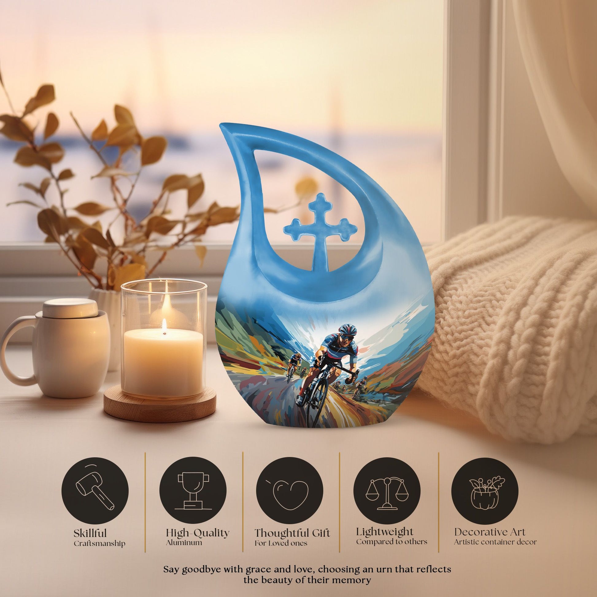 10 inch Cross Drop themed Football Urn 