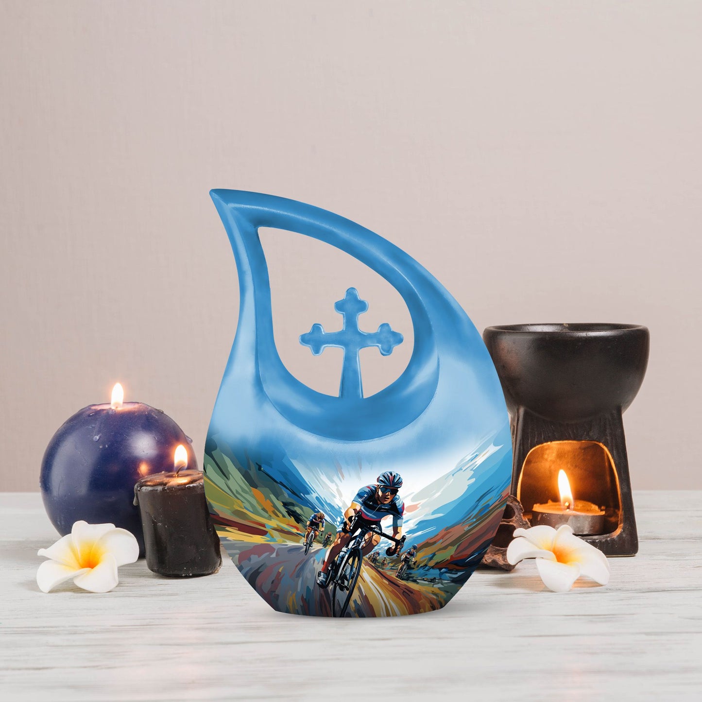10 inch Cross Drop themed Football Urn 