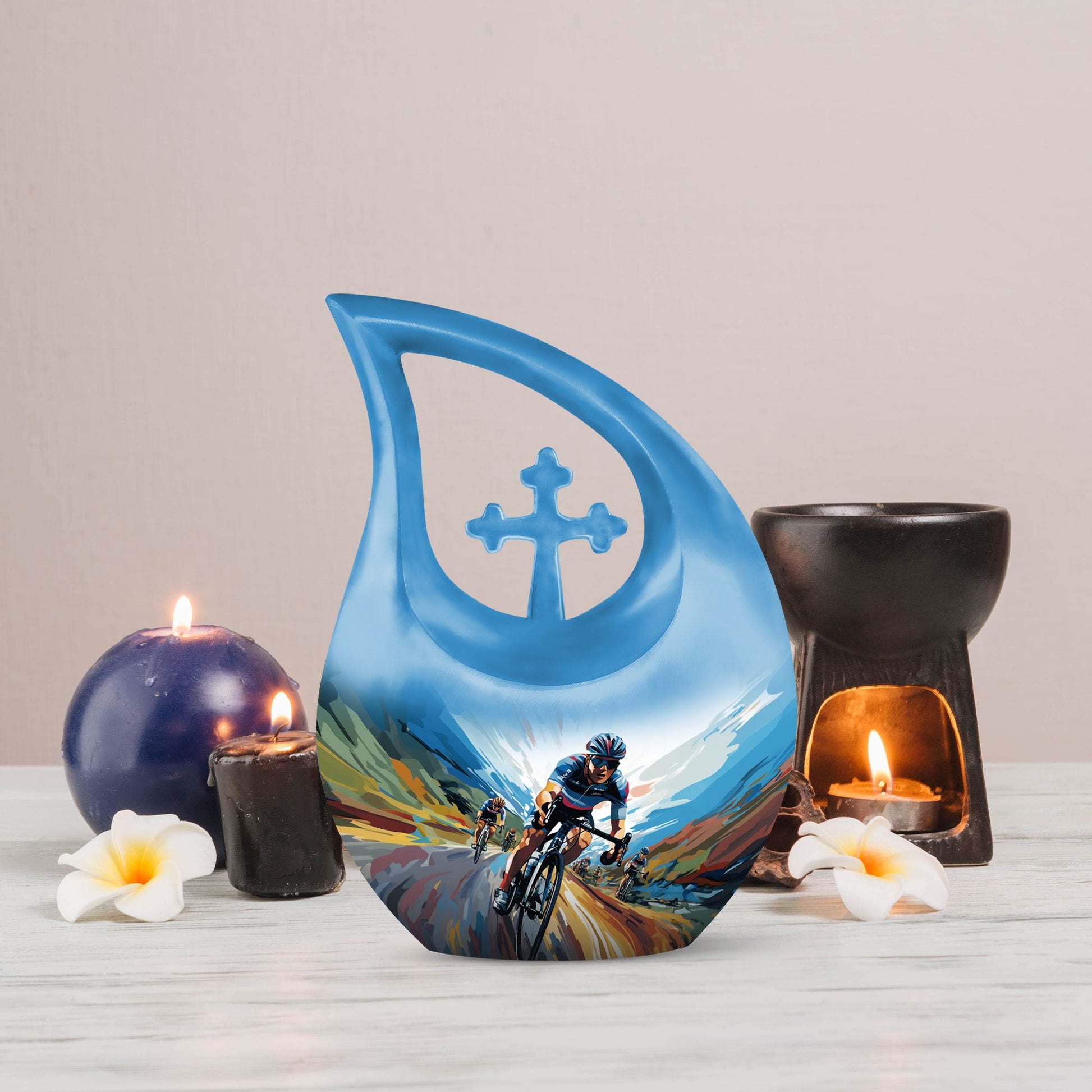 10 inch Cross Drop themed Football Urn 