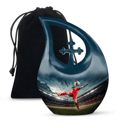 Football themed cremation urn