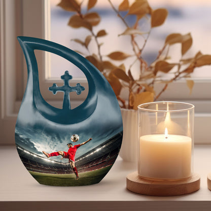 Football themed cremation urn