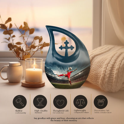 Football themed cremation urn