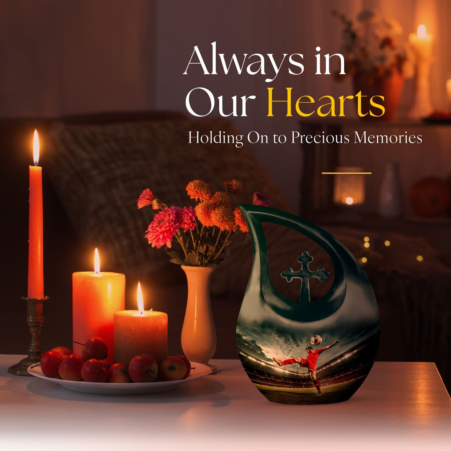 Football themed cremation urn
