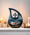 Football themed cremation urn