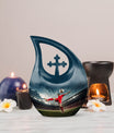 Football themed cremation urn