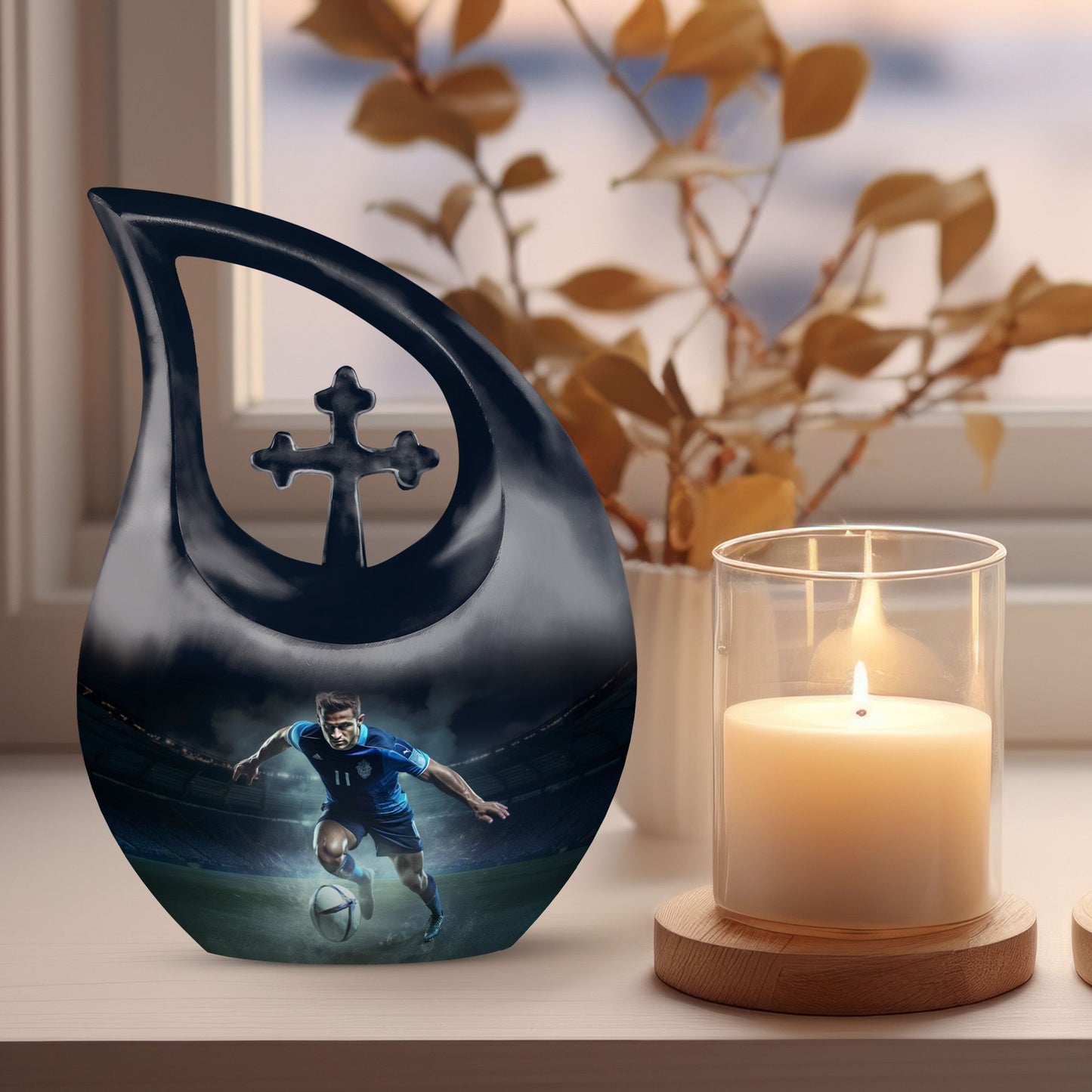 10-inch Football themed Memorial urn
