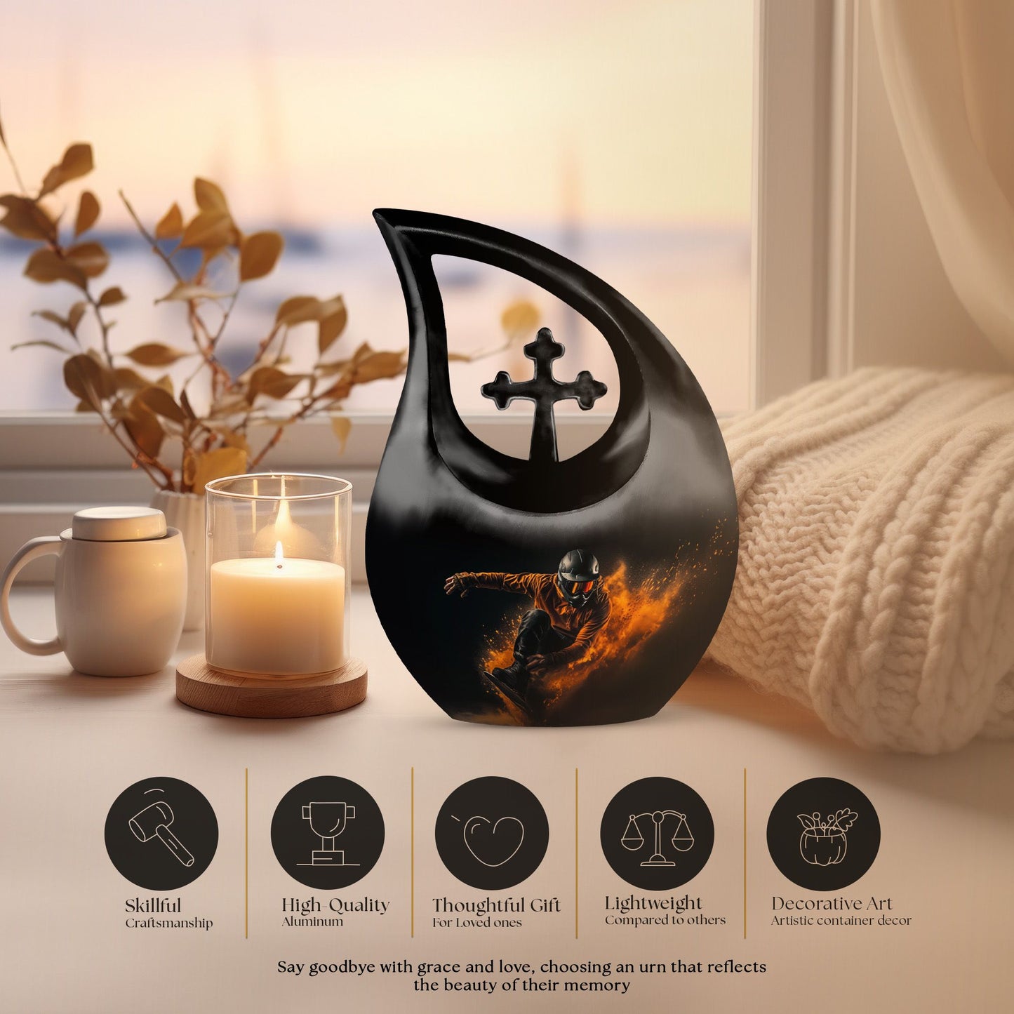 Cross Drop Football Memorial Urn