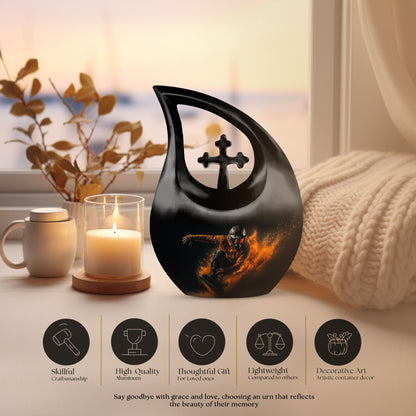 Cross Drop Football Memorial Urn