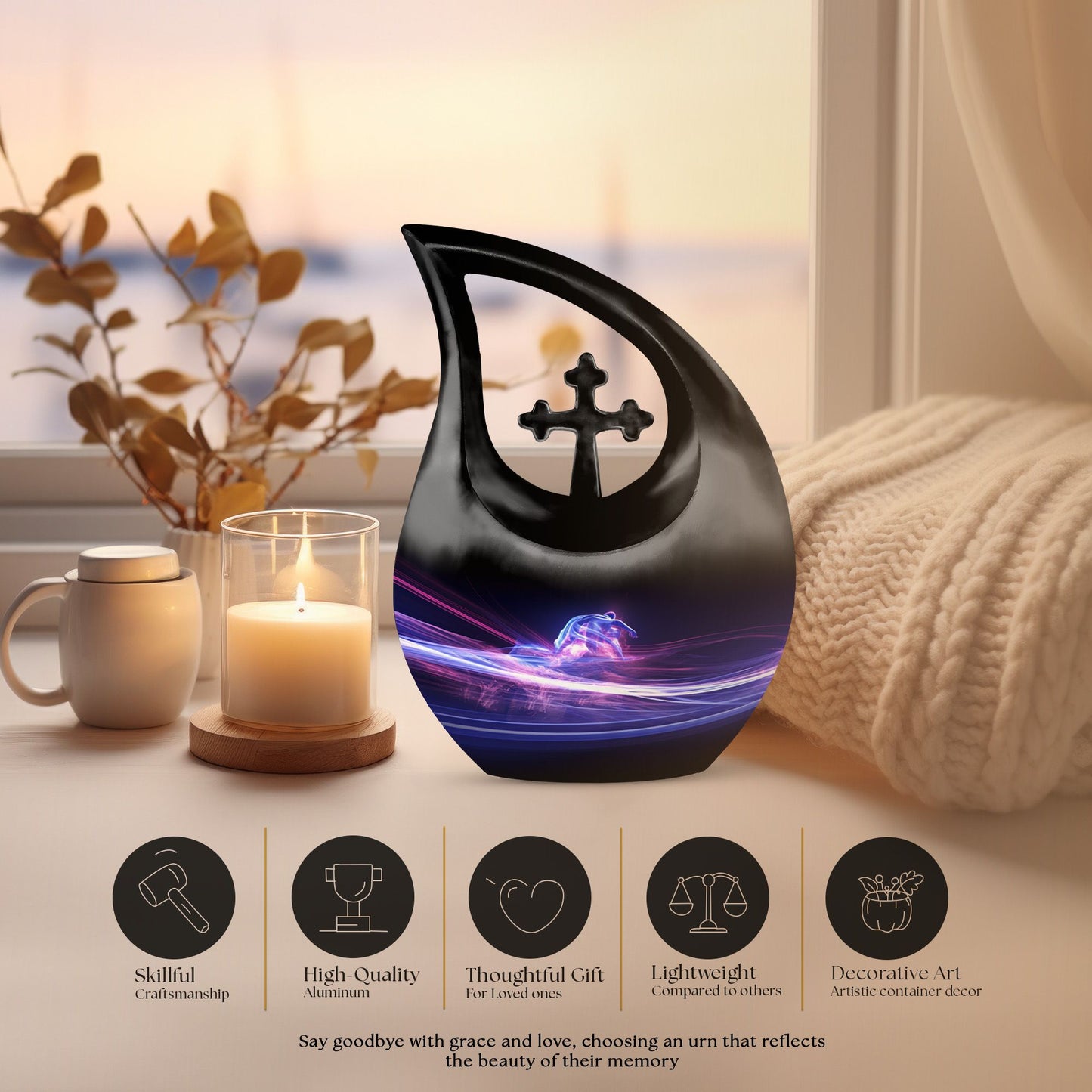 Purple 10 inch Football Urn