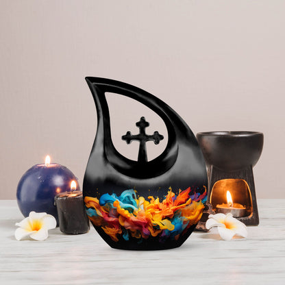 Abstract Cross Drop Personalized Urn 