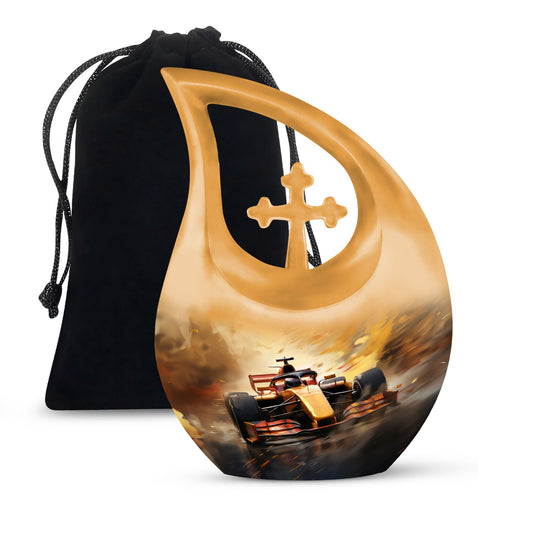 10-inch Car Race themed memorial urn