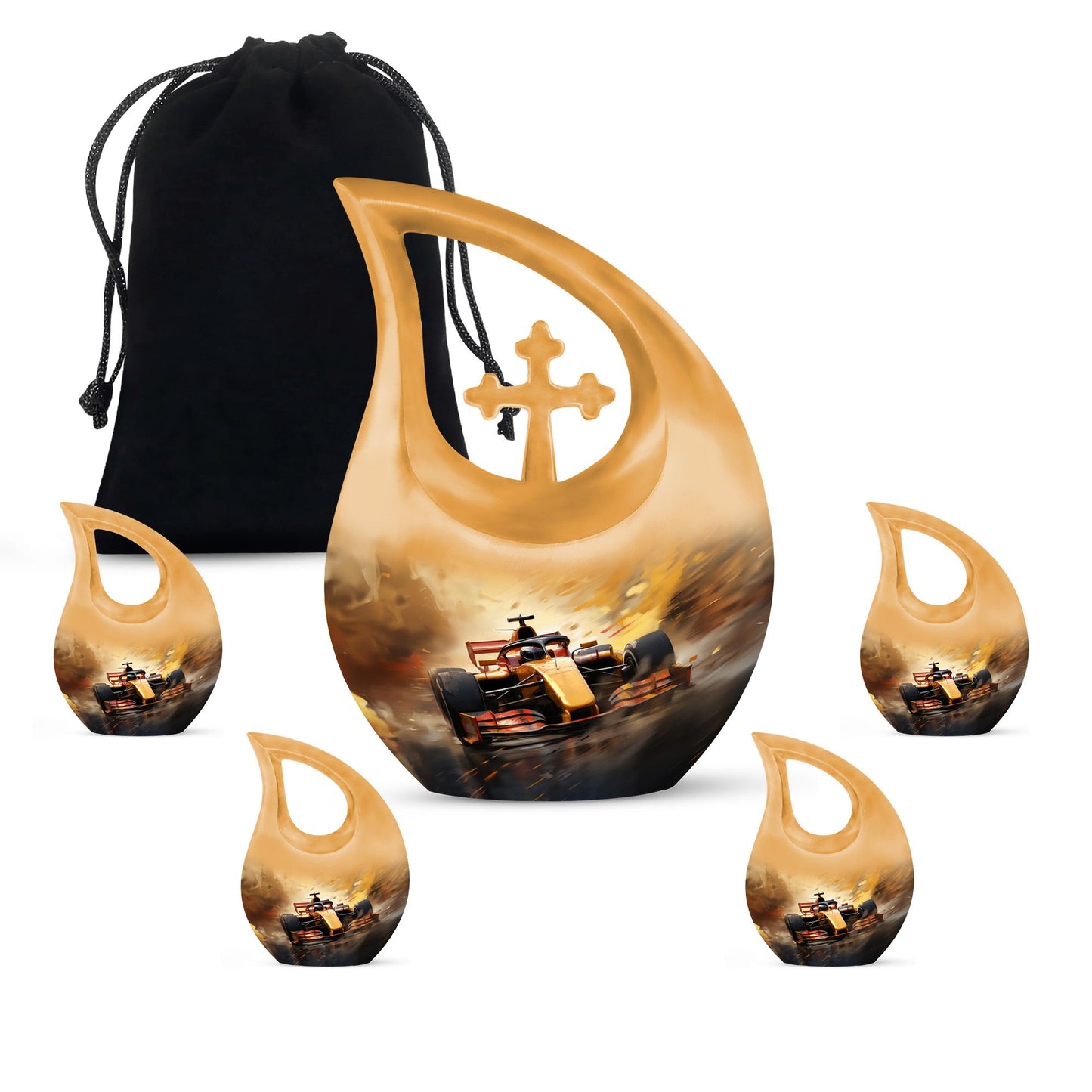 10-inch Car Race themed memorial urn