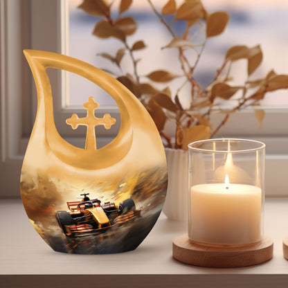 10-inch Car Race themed memorial urn