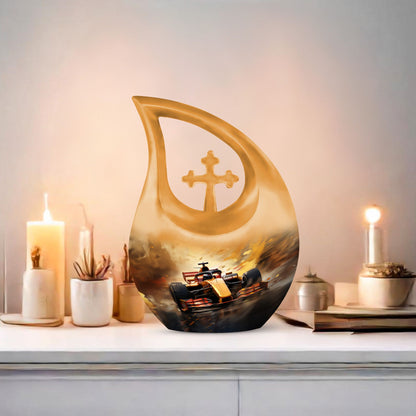 10-inch Car Race themed memorial urn