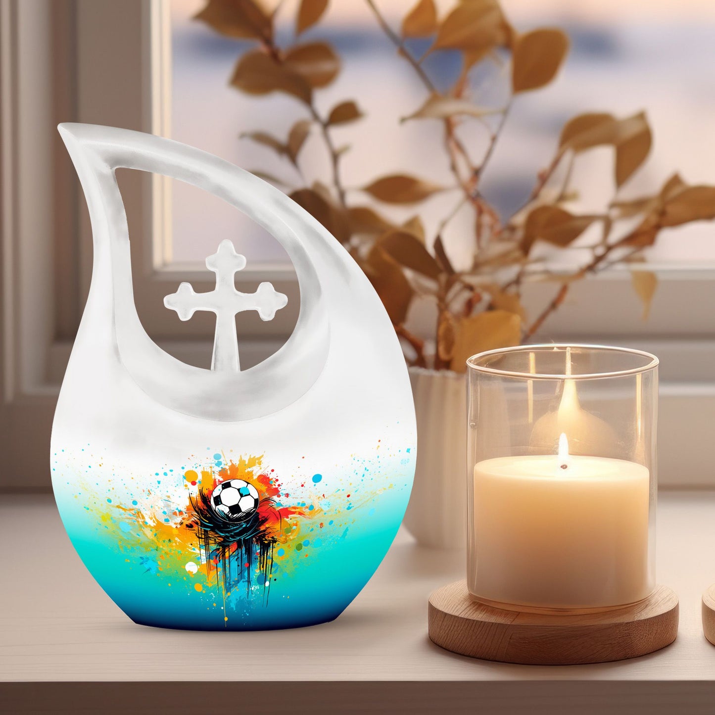 Sports themed urn
