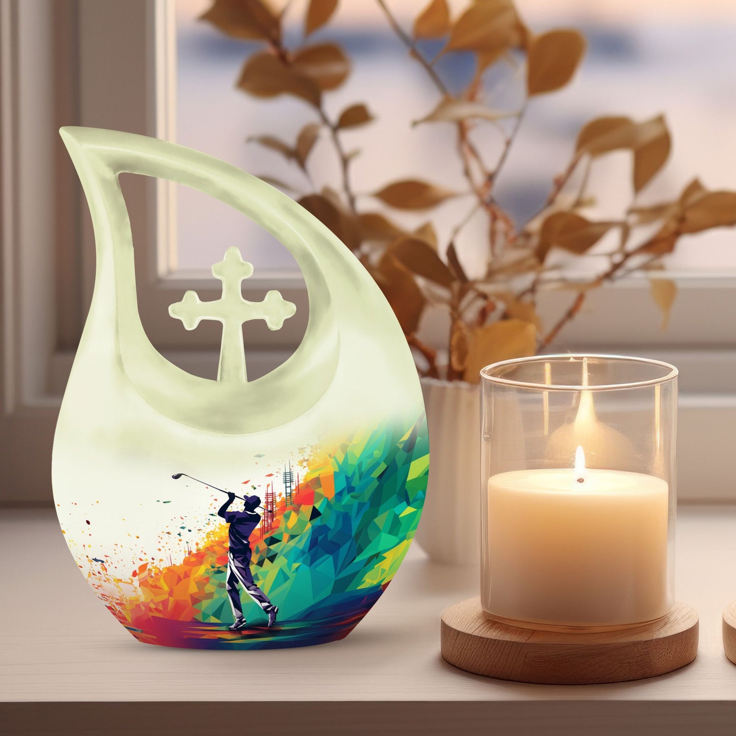 sports-themed urn for adult's ashes