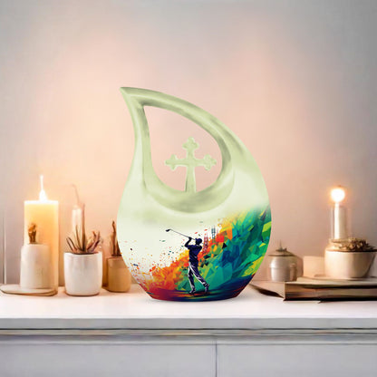 sports-themed urn for adult's ashes