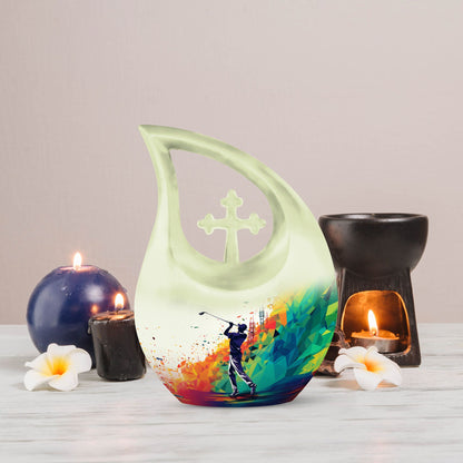 sports-themed urn for adult's ashes
