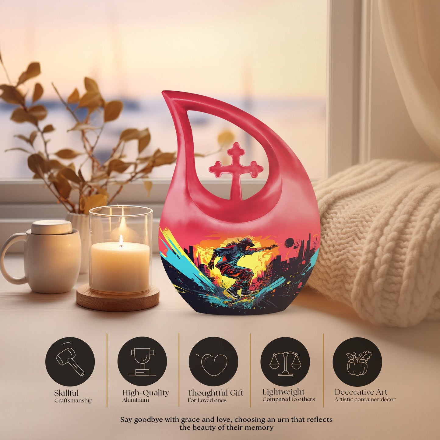 Large 10-inch sports theme urn