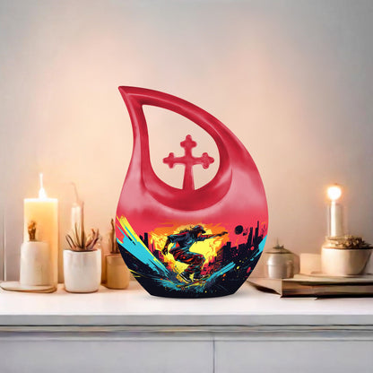 Large 10-inch sports theme urn