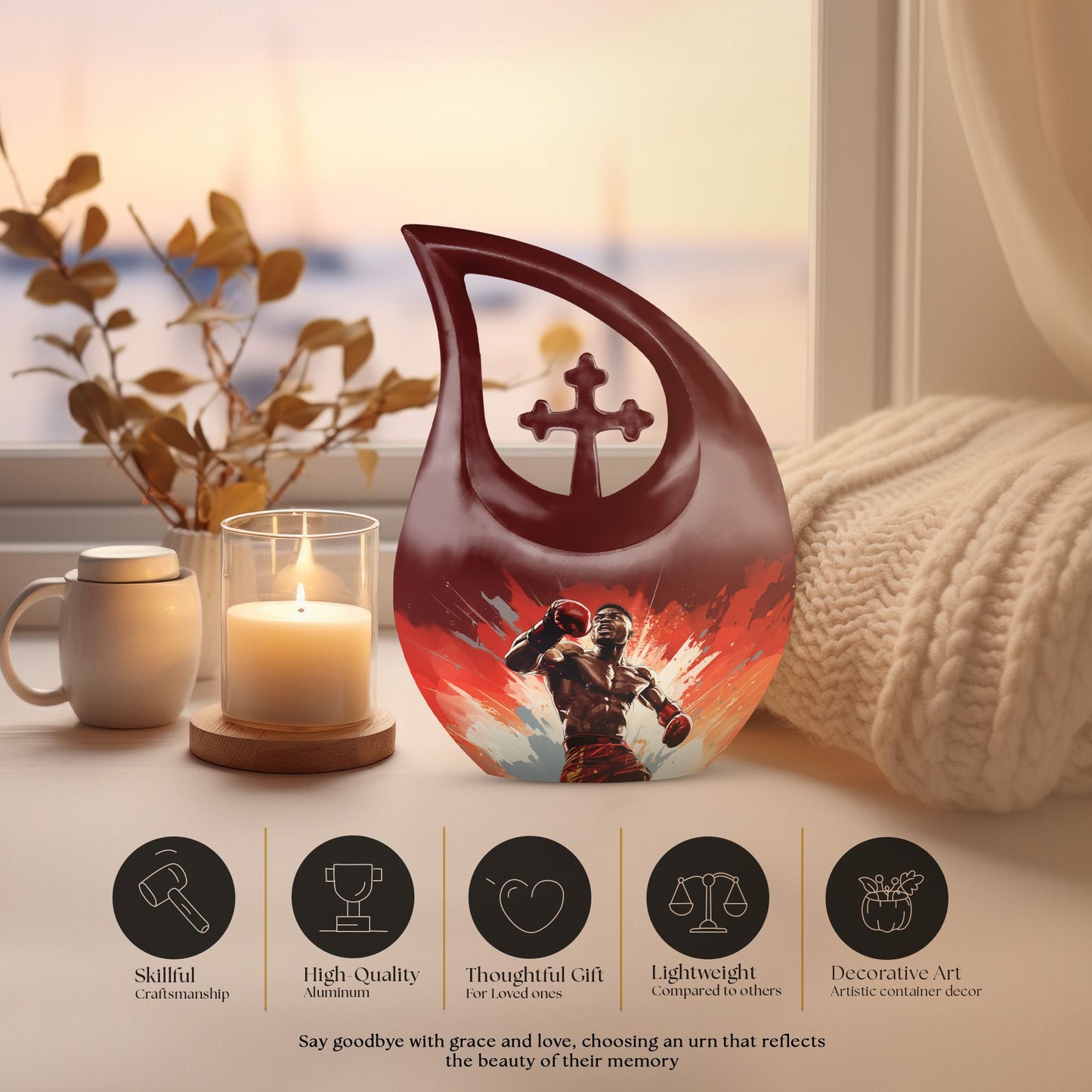 10-inch Boxing-themed Keepsake Urn