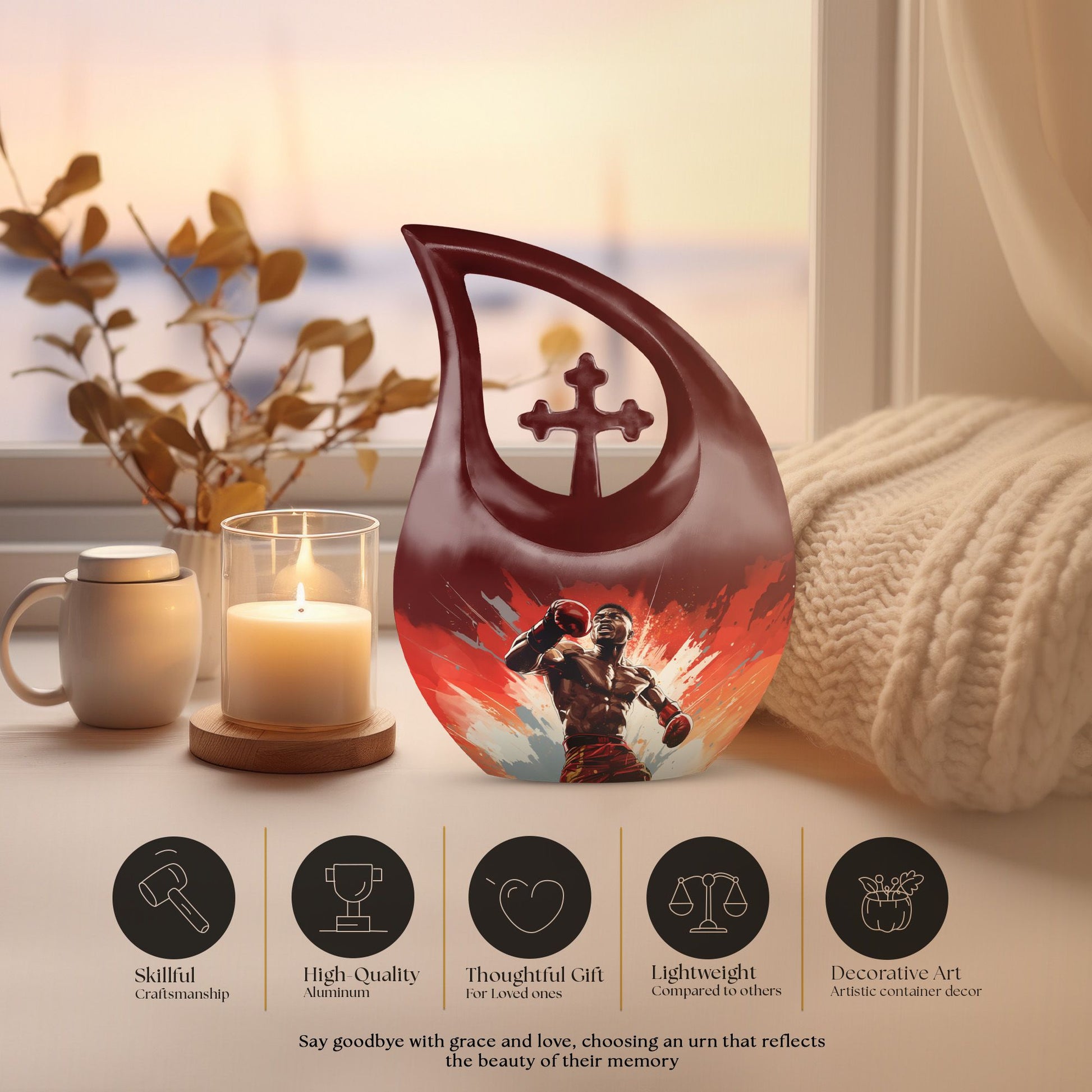 10-inch Boxing-themed Keepsake Urn