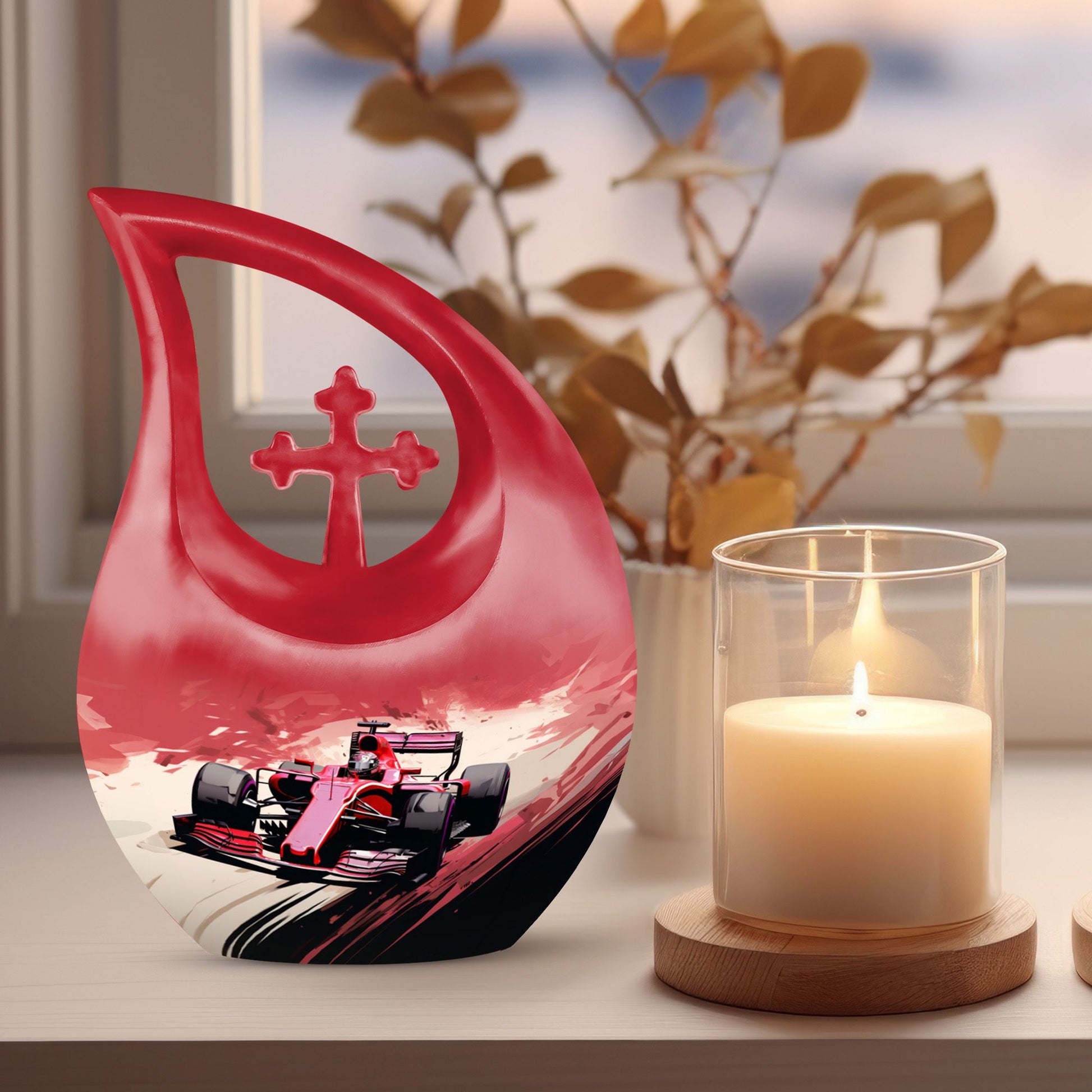 Car Race themed Memorial Urn