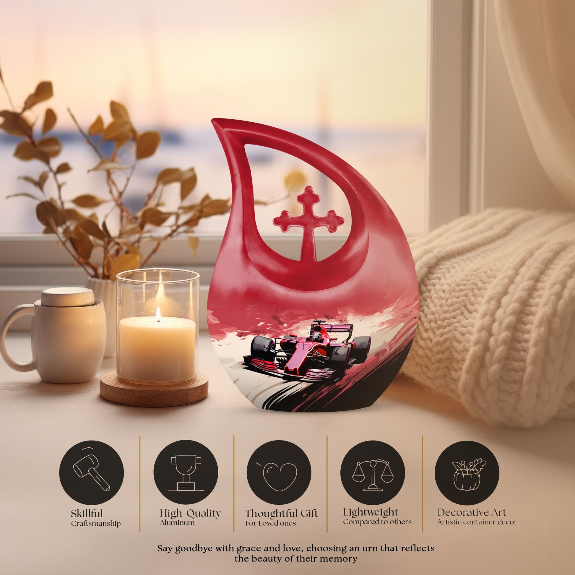 Car Race themed Memorial Urn