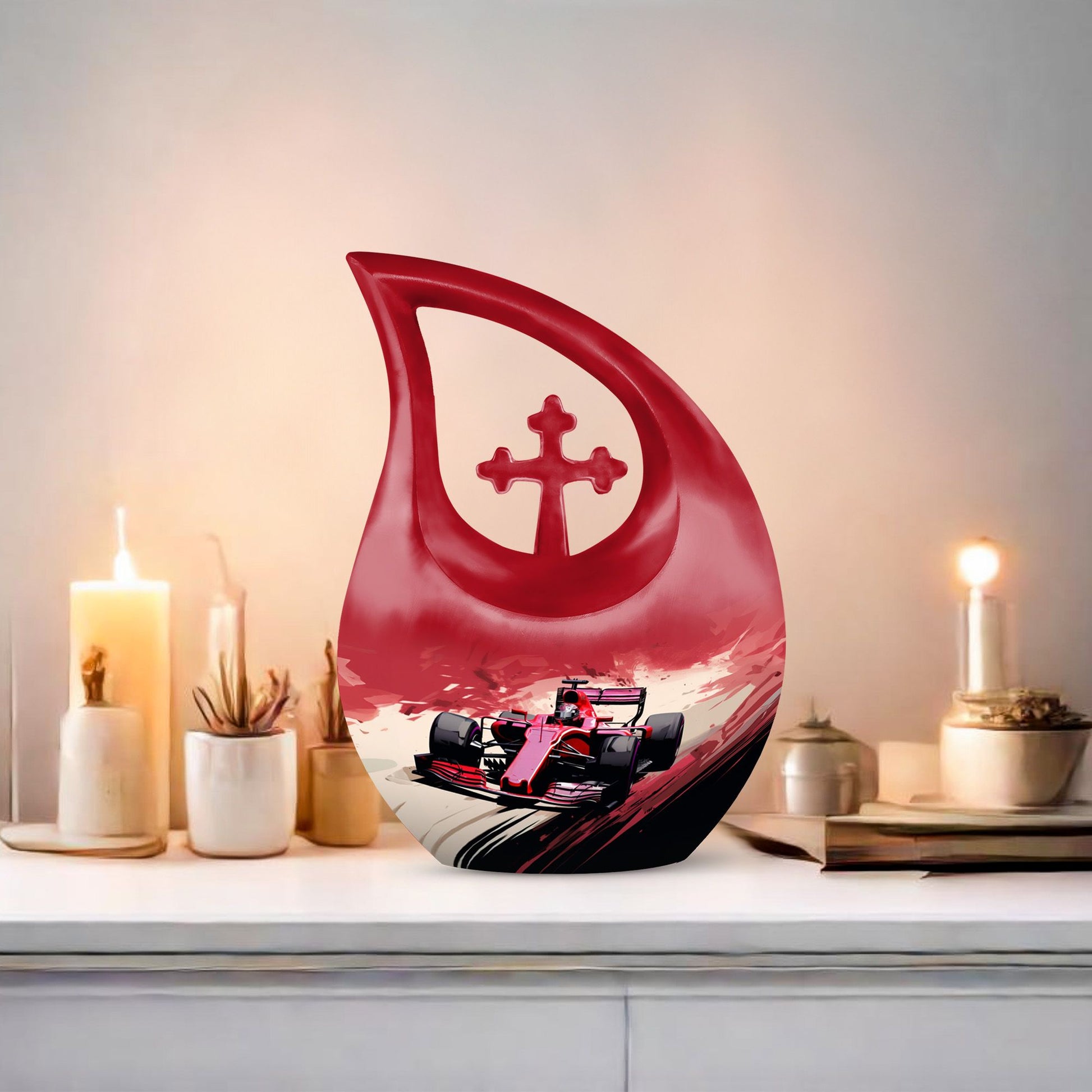 Car Race themed Memorial Urn