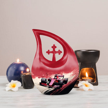 Car Race themed Memorial Urn