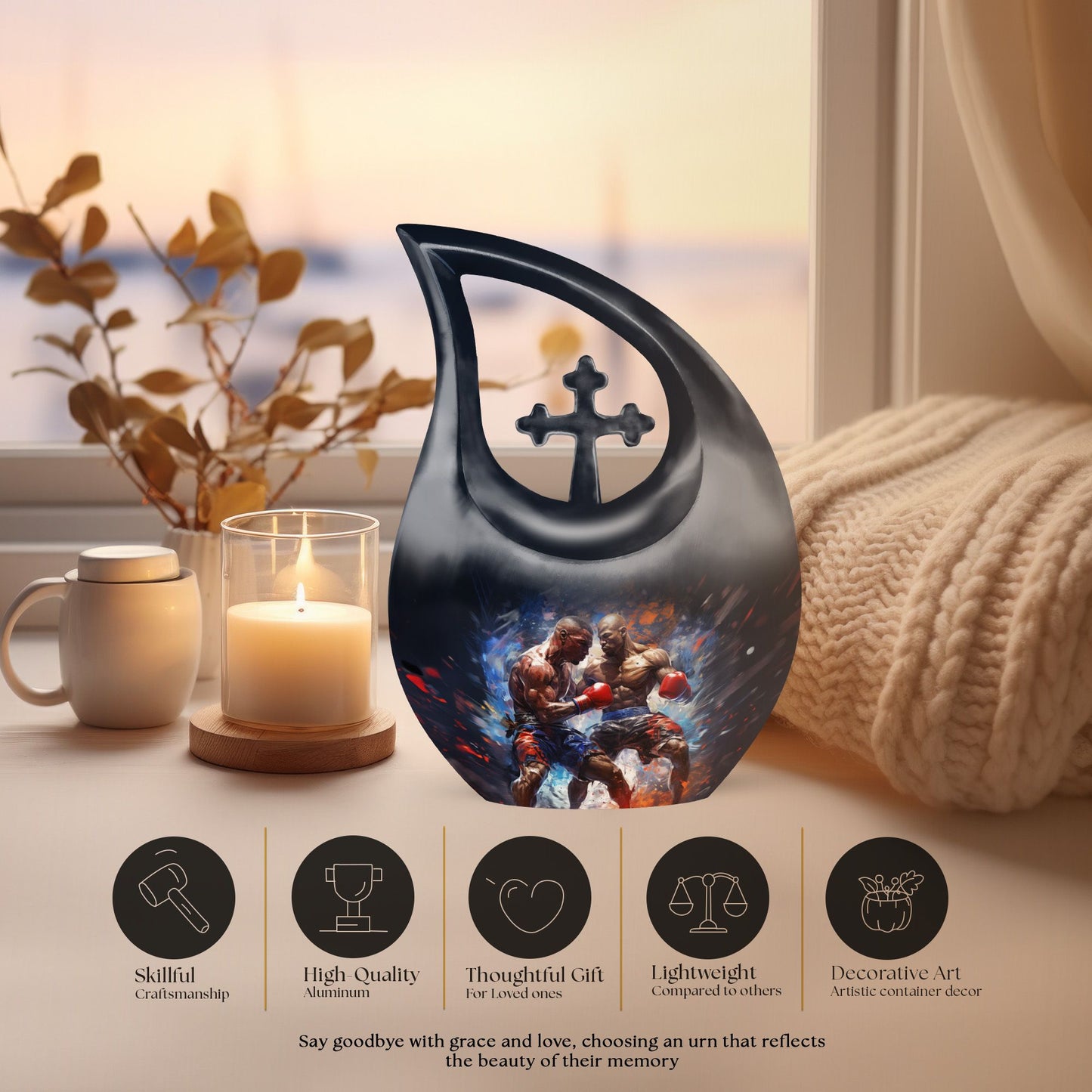 sports-themed mini urn