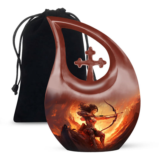 10-inch Sports themed Cross Drop Funeral Urn