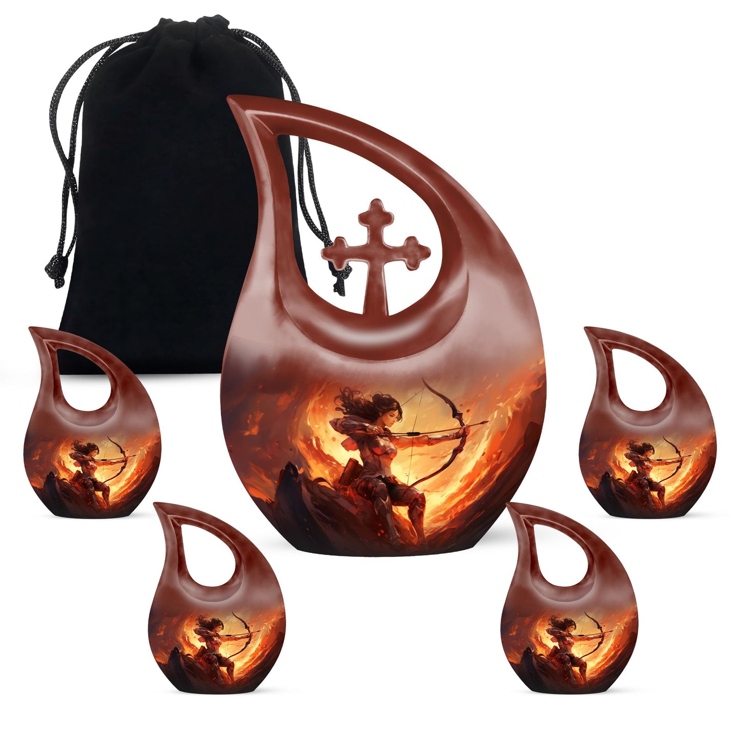 10-inch Sports themed Cross Drop Funeral Urn