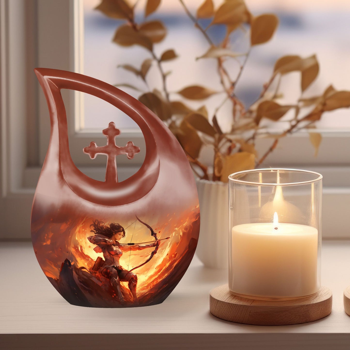 10-inch Sports themed Cross Drop Funeral Urn