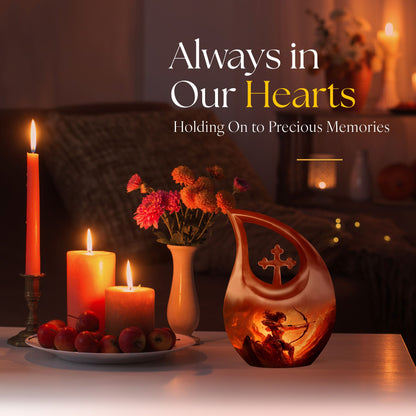 10-inch Sports themed Cross Drop Funeral Urn