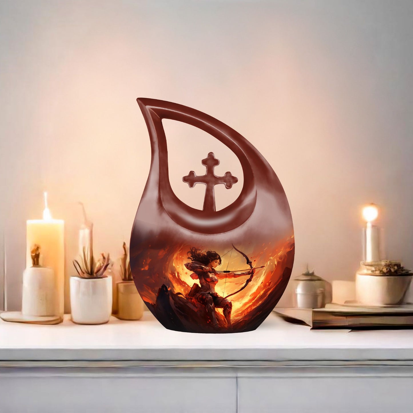 10-inch Sports themed Cross Drop Funeral Urn