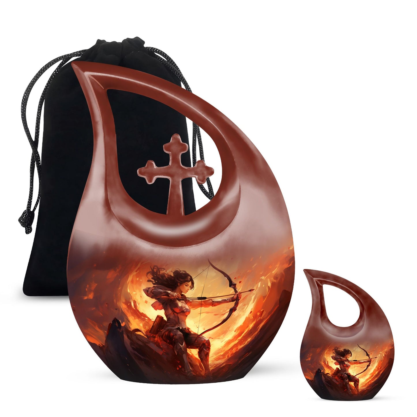 10-inch Sports themed Cross Drop Funeral Urn