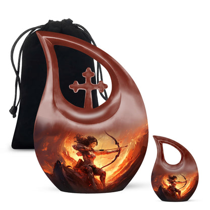 10-inch Sports themed Cross Drop Funeral Urn