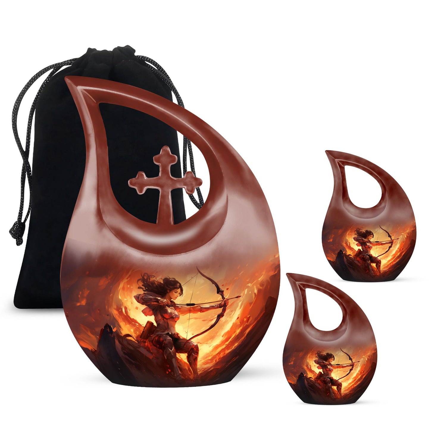 10-inch Sports themed Cross Drop Funeral Urn