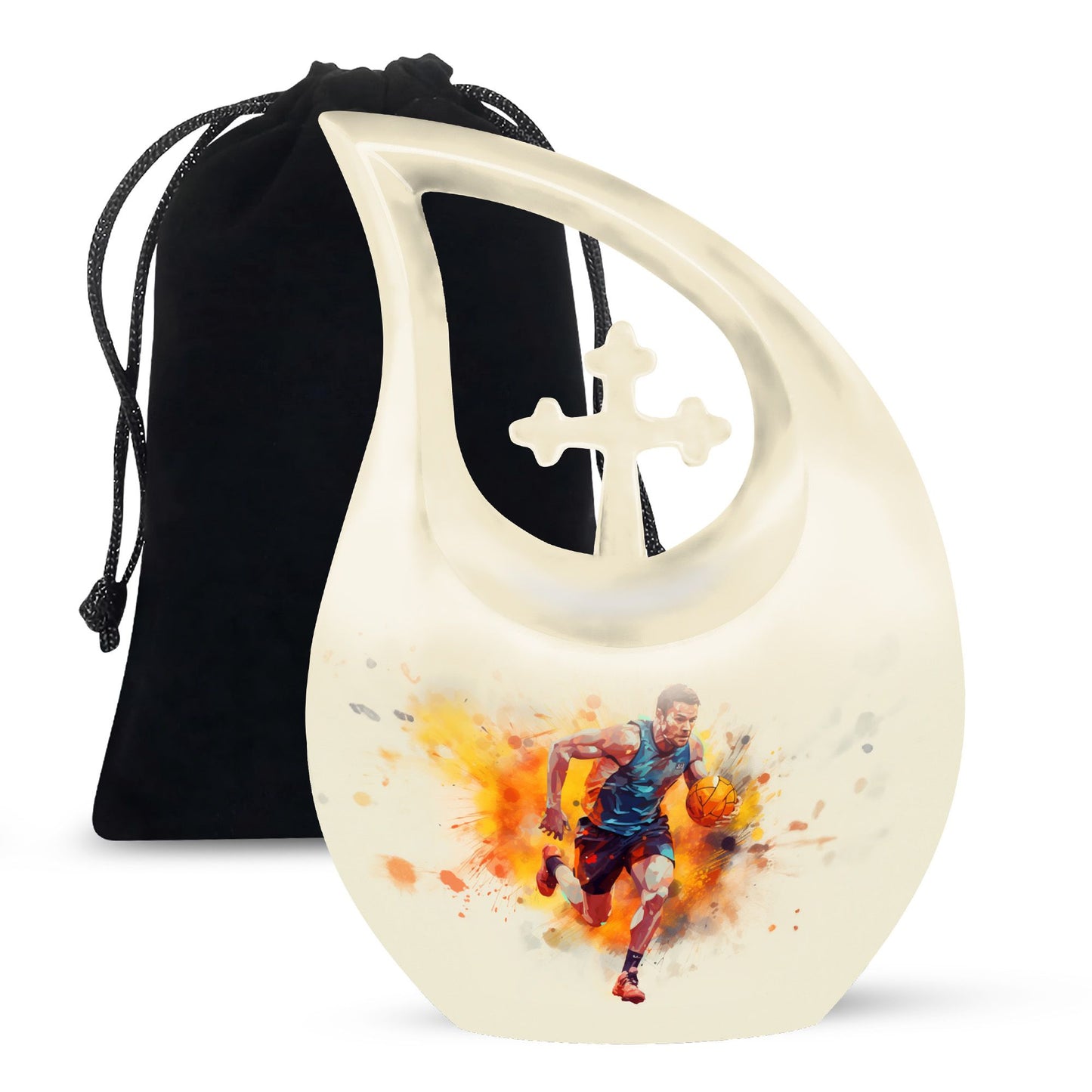 10-inch sports-themed cross drop urn,