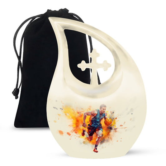 10-inch sports-themed cross drop urn,