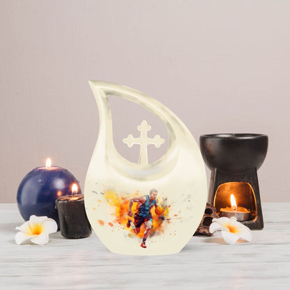 10-inch sports-themed cross drop urn,