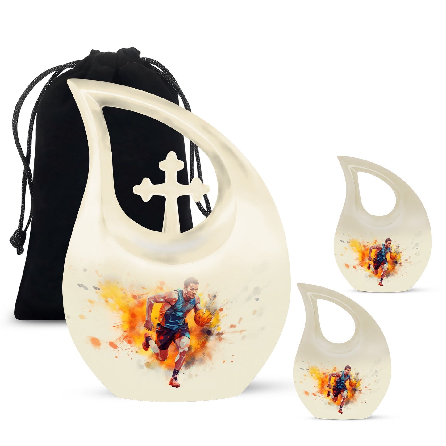 10-inch sports-themed cross drop urn,