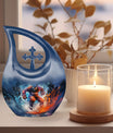 10-inch Sports Themed Cross Drop Aluminium Funeral Urn