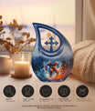 10-inch Sports Themed Cross Drop Aluminium Funeral Urn
