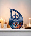 10-inch Sports Themed Cross Drop Aluminium Funeral Urn